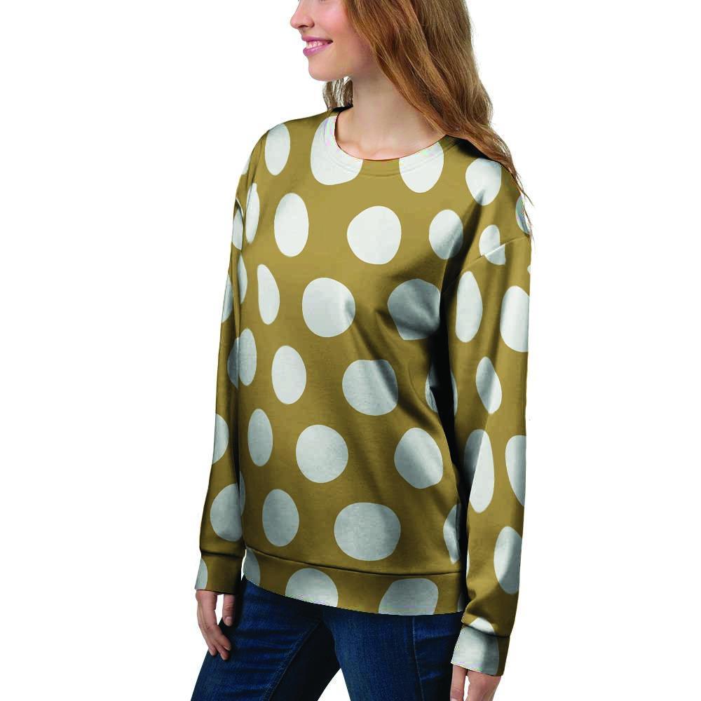 White And Yellow Polka Dot Women's Sweatshirt-grizzshop