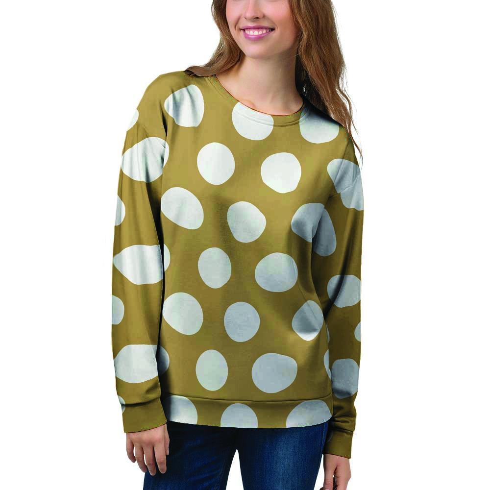 White And Yellow Polka Dot Women's Sweatshirt-grizzshop