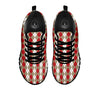 White Argyle And Beige Red Print Pattern Black Sneaker-grizzshop