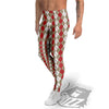 White Argyle And Beige Red Print Pattern Men's Leggings-grizzshop