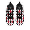 White Argyle And Black Red Print Black Sneaker-grizzshop