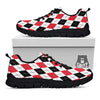 White Argyle And Black Red Print Black Sneaker-grizzshop