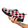 White Argyle And Black Red Print Black Sneaker-grizzshop