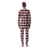 White Argyle And Black Red Print Men's Pajamas-grizzshop