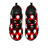 White Argyle And Black Red Print Pattern Black Sneaker-grizzshop