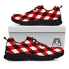 White Argyle And Black Red Print Pattern Black Sneaker-grizzshop