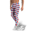 White Argyle And Blue Red Print Pattern Men's Leggings-grizzshop