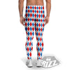 White Argyle And Blue Red Print Pattern Men's Leggings-grizzshop