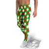 White Argyle And Green Red Print Pattern Men's Leggings-grizzshop