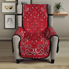 White Bandana And Black Red Print Armchair Protector-grizzshop