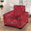 White Bandana And Black Red Print Armchair Slipcover-grizzshop