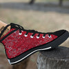 White Bandana And Black Red Print Black High Top Shoes-grizzshop