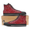 White Bandana And Black Red Print Black High Top Shoes-grizzshop