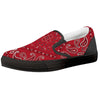 White Bandana And Black Red Print Black Slip On Shoes-grizzshop