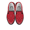 White Bandana And Black Red Print Black Slip On Shoes-grizzshop