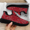 White Bandana And Black Red Print Black Walking Shoes-grizzshop