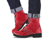 White Bandana And Black Red Print Leather Boots-grizzshop