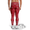 White Bandana And Black Red Print Men's Leggings-grizzshop