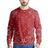 White Bandana And Black Red Print Men's Sweatshirt-grizzshop