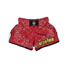 White Bandana And Black Red Print Muay Thai Boxing Shorts-grizzshop