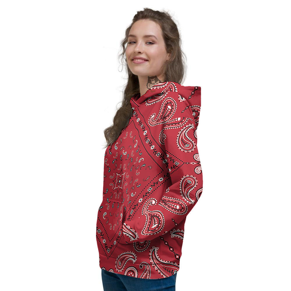 White Bandana And Black Red Print Women's Hoodie-grizzshop