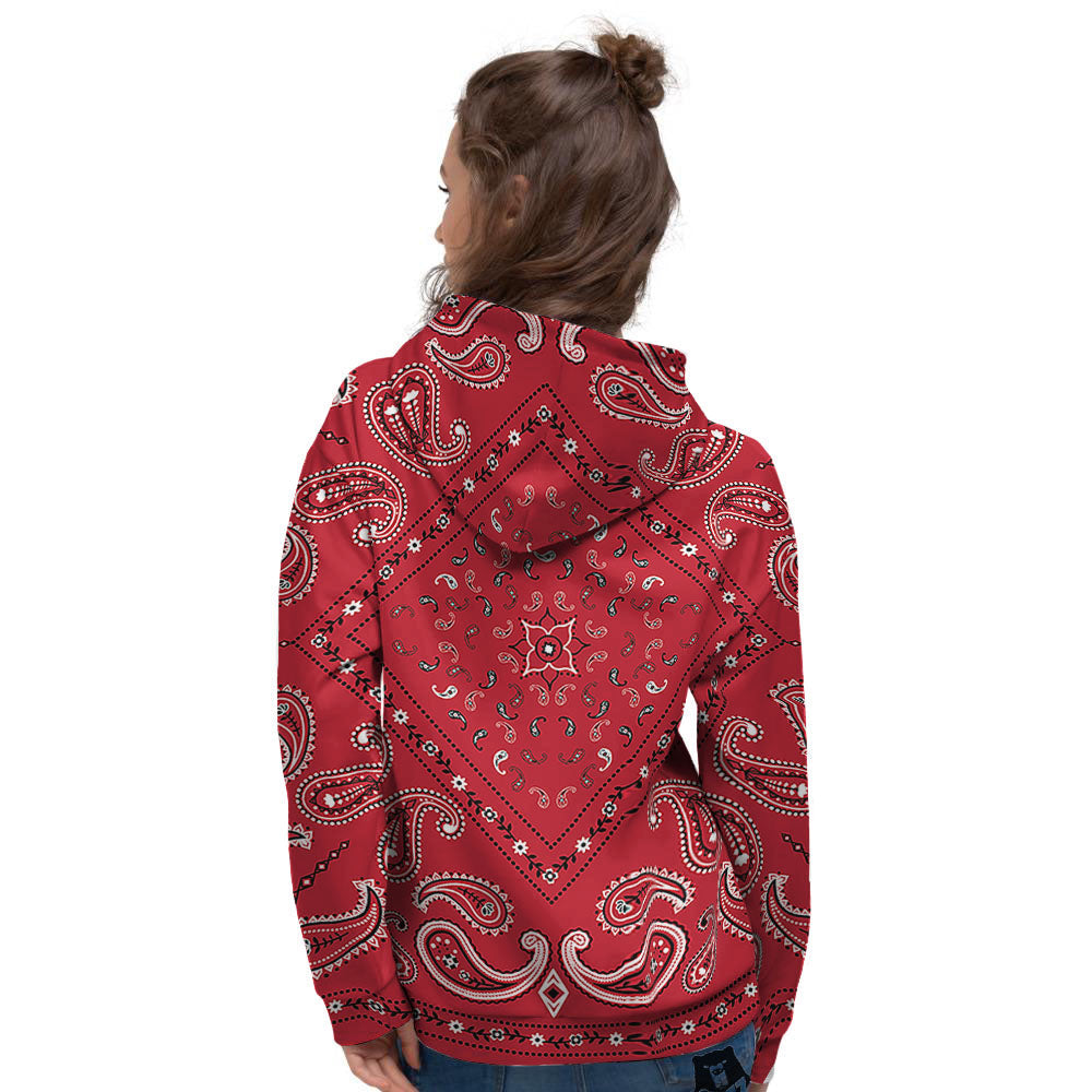 White Bandana And Black Red Print Women's Hoodie-grizzshop