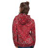 White Bandana And Black Red Print Women's Hoodie-grizzshop