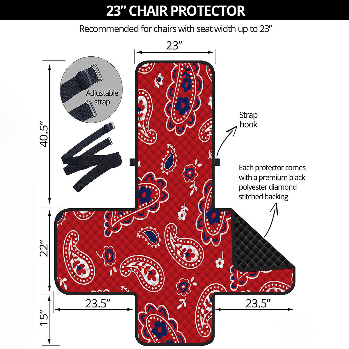 White Bandana And Blue Red Print Armchair Protector-grizzshop