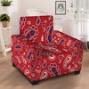 White Bandana And Blue Red Print Armchair Slipcover-grizzshop