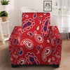 White Bandana And Blue Red Print Armchair Slipcover-grizzshop