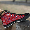 White Bandana And Blue Red Print Black High Top Shoes-grizzshop