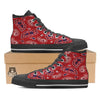 White Bandana And Blue Red Print Black High Top Shoes-grizzshop