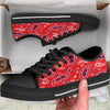 White Bandana And Blue Red Print Black Low Top Shoes-grizzshop