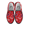 White Bandana And Blue Red Print Black Slip On Shoes-grizzshop