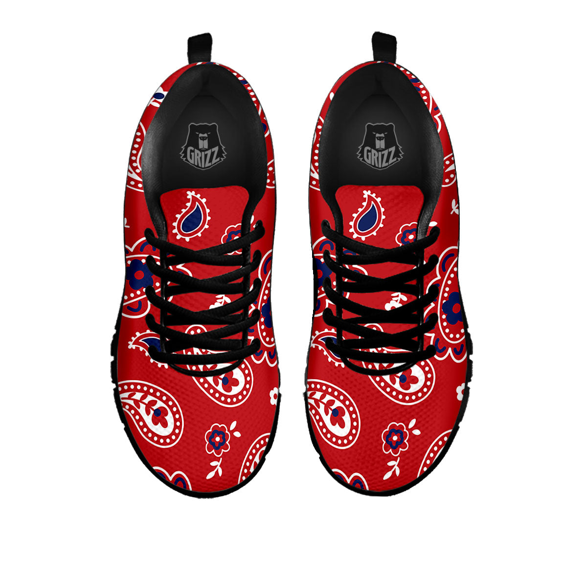 White Bandana And Blue Red Print Black Sneaker-grizzshop