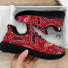 White Bandana And Blue Red Print Black Walking Shoes-grizzshop