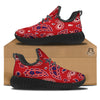 White Bandana And Blue Red Print Black Walking Shoes-grizzshop