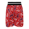 White Bandana And Blue Red Print Boxing Shorts-grizzshop