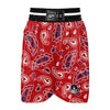 White Bandana And Blue Red Print Boxing Shorts-grizzshop