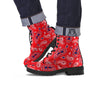 White Bandana And Blue Red Print Leather Boots-grizzshop