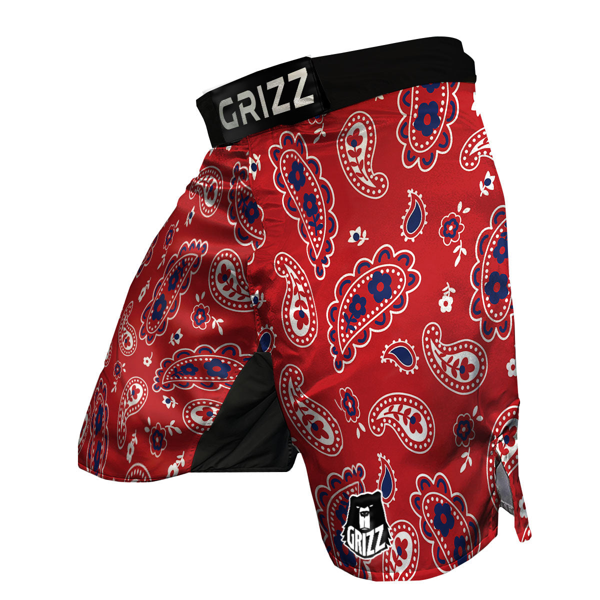 White Bandana And Blue Red Print MMA Shorts-grizzshop