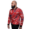 White Bandana And Blue Red Print Men's Bomber Jacket-grizzshop