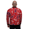 White Bandana And Blue Red Print Men's Bomber Jacket-grizzshop