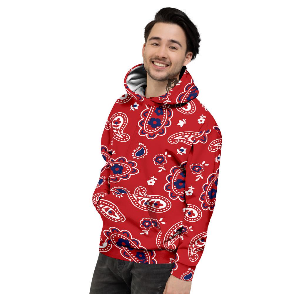 White Bandana And Blue Red Print Men's Hoodie-grizzshop