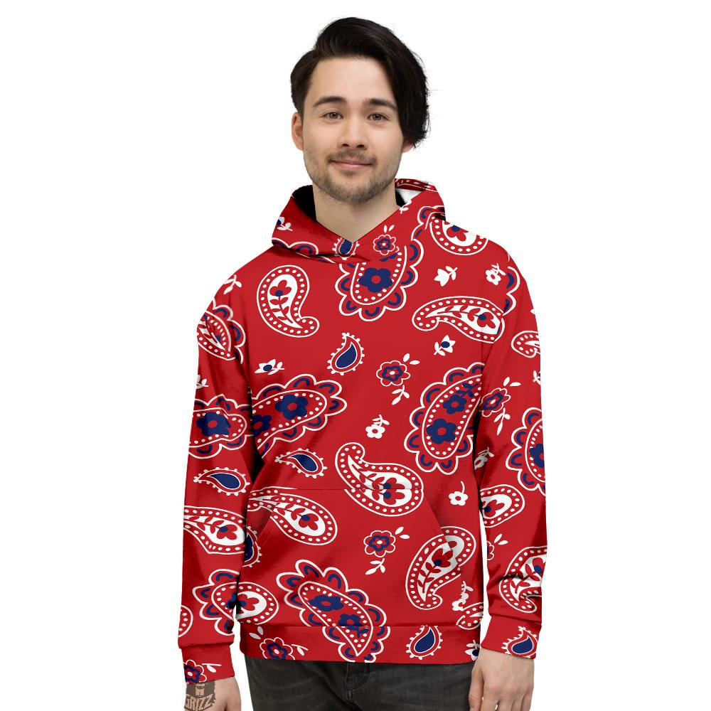 White Bandana And Blue Red Print Men's Hoodie-grizzshop