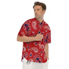 White Bandana And Blue Red Print Men's Short Sleeve Shirts-grizzshop