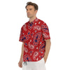 White Bandana And Blue Red Print Men's Short Sleeve Shirts-grizzshop