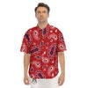 White Bandana And Blue Red Print Men's Short Sleeve Shirts-grizzshop