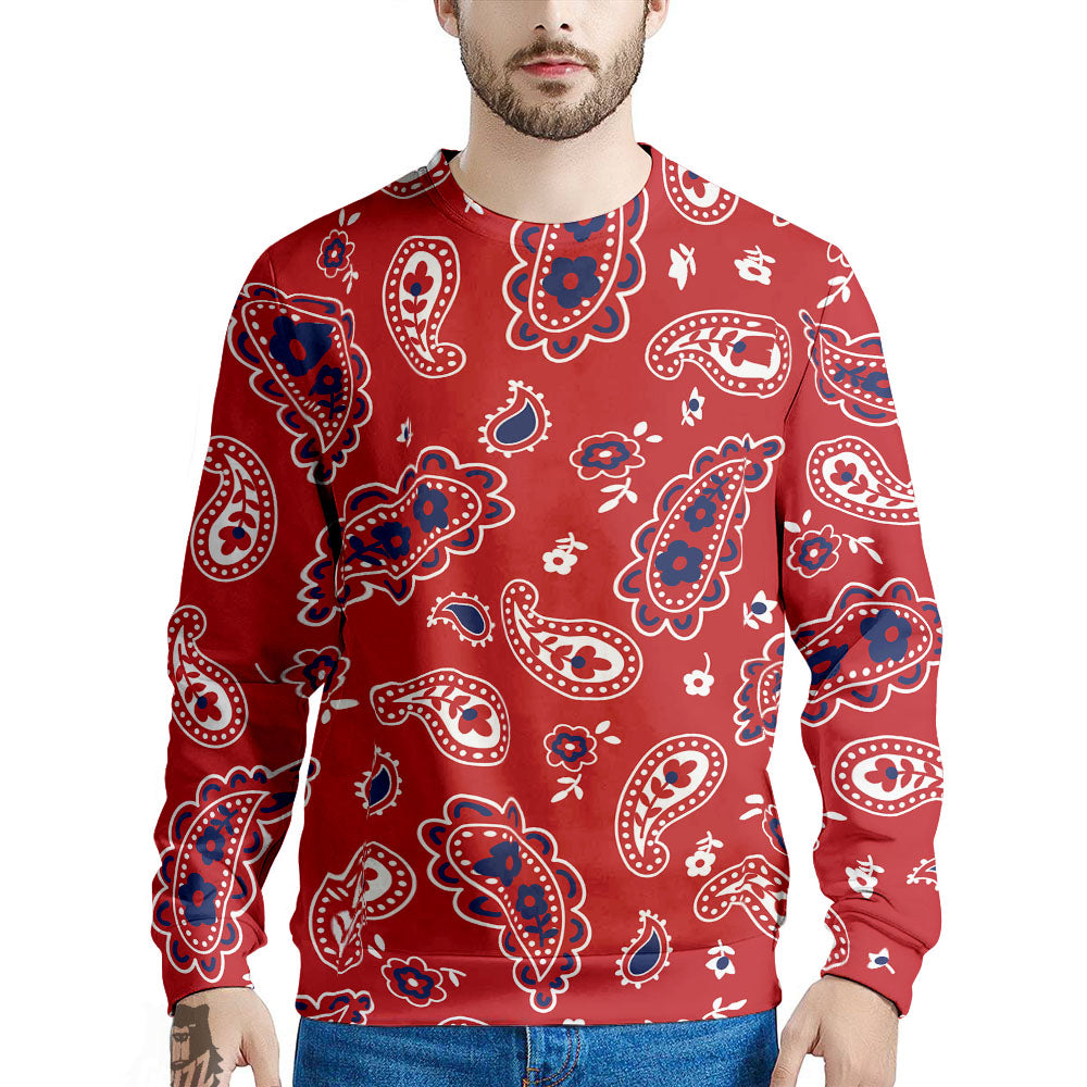 White Bandana And Blue Red Print Men's Sweatshirt-grizzshop