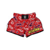 White Bandana And Blue Red Print Muay Thai Boxing Shorts-grizzshop